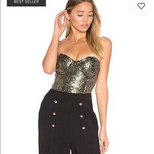 HOUSE OF HARLOW 1960 TERI BODYSUIT IN Gold  SZ s